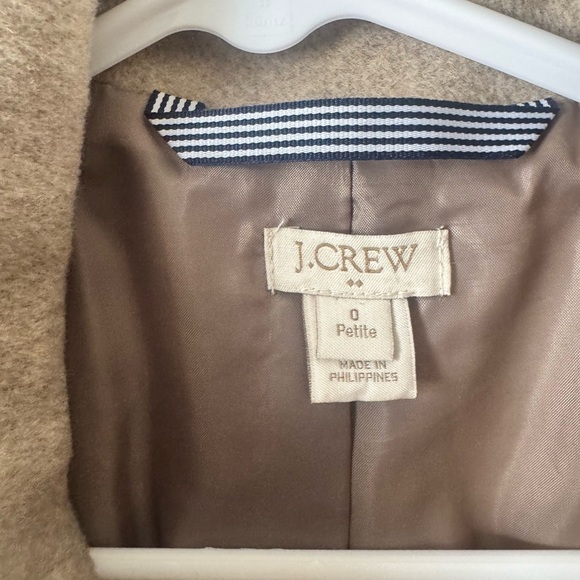 J. Crew Tan Beige Wool Blend City Coat Mid length Womens Sz 0P - Picture 11 of 11